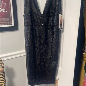 Elegant Black Sequin Mini Dress
